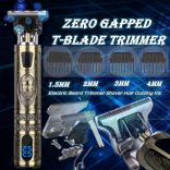 Vintage T9 - Férfi Professzionális elektromos haj, szakáll, test, kar Borotva LED kijelző, Akkumlátoros, újratölthető - Fém - Arany