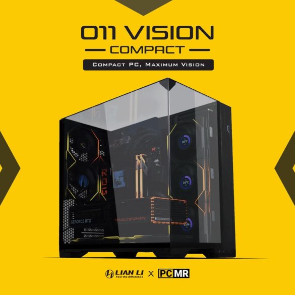 Lian Li O11 Vision Compact PC ház, Midi-Tower, E-ATX, edzett üveg - fekete (O11VPX)
