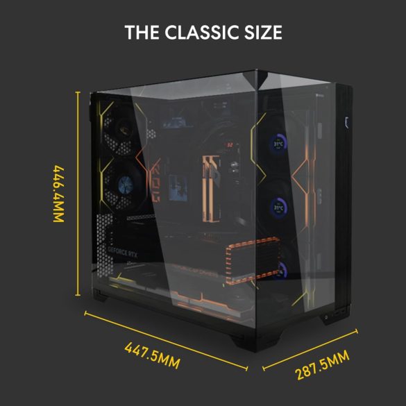 Lian Li O11 Vision Compact PC ház, Midi-Tower, E-ATX, edzett üveg - fekete (O11VPX)