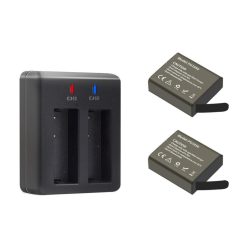   PG1050 akciókamera akkumulátor, 1050 mAh újratölthető akkumulátorok (2 db) USB töltővel AKASO EK7000/Crosstour/APEMAN/Campark/Dragon Touch/Victure/Apexcam/Vemont/COOAU/EKEN/SJ4000/PG900