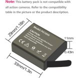 PG1050 akciókamera akkumulátor, 1050 mAh újratölthető akkumulátorok (2 db) USB töltővel AKASO EK7000/Crosstour/APEMAN/Campark/Dragon Touch/Victure/Apexcam/Vemont/COOAU/EKEN/SJ4000/PG900