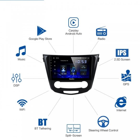 Dasaita 10.2 "Android 10.0 egy din autós sztereó fejegység Nissan X-Trail Qashqai Rogue 2014-2017