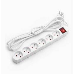   Aigostar - Hosszabítókábel kapcsolóval 6-s elosztó 5m - fehér 