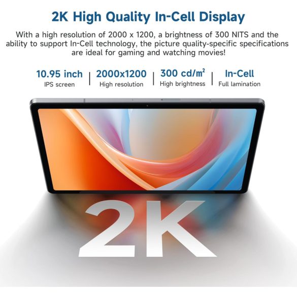 ALLDOCUBE iPlay60 Tablet Android 13, Tablet PC 11 hüvelykes FHD 2000 x 1200 Incell IPS, 12 (4+8) GB RAM 128 GB ROM, Tablet T606 Nyolcmagos 1,6 GHz, 5MP + 16MP, Widevine L01GTEhA, Widevine L01GTE WiFi/Bluetooth