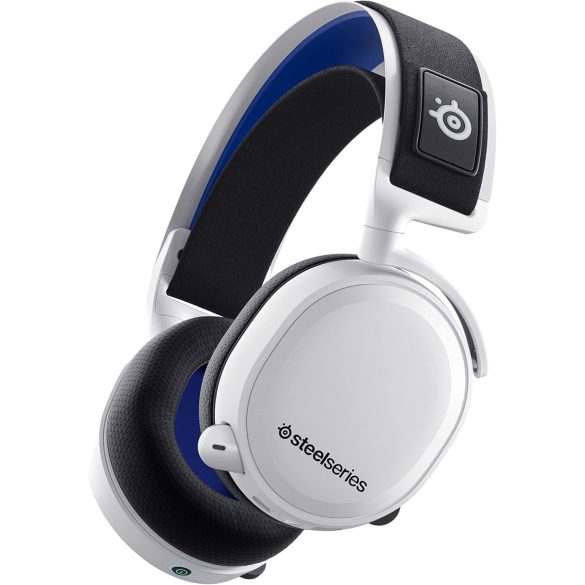 STEELSERIES Arctis 7P+ 7.1 vezeték nélküli fejhallgató mikrofonnal, UBS-C 2,4GHz adapter, fehér 