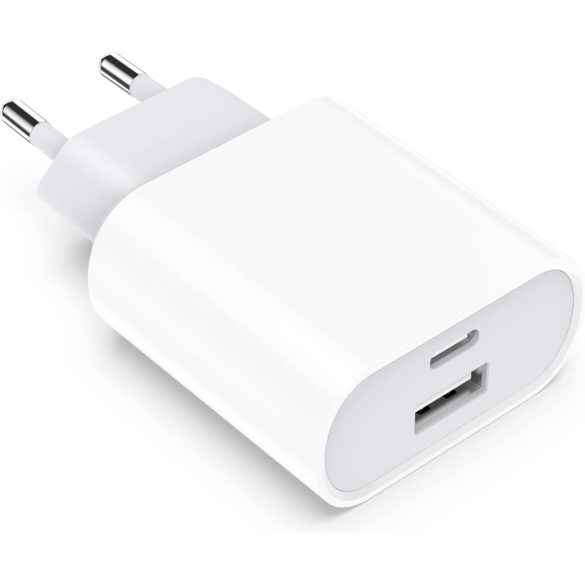 USB C töltő, 20 W-os 2 portos USB C tápegység adapter, többfunkciós iPhone 16/16 Pro/16 Pro Max/16 Plus/15 14 13 12 11 Pro Max X XS készülékekhez, Samsung, gyorstöltő mobiltelefon-töltő adapter