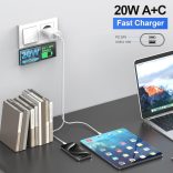 USB C töltő, 20 W-os 2 portos USB C tápegység adapter, többfunkciós iPhone 16/16 Pro/16 Pro Max/16 Plus/15 14 13 12 11 Pro Max X XS készülékekhez, Samsung, gyorstöltő mobiltelefon-töltő adapter