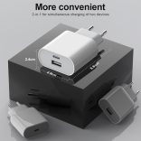 USB C töltő, 20 W-os 2 portos USB C tápegység adapter, többfunkciós iPhone 16/16 Pro/16 Pro Max/16 Plus/15 14 13 12 11 Pro Max X XS készülékekhez, Samsung, gyorstöltő mobiltelefon-töltő adapter