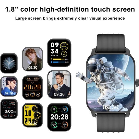 Baolubao okosóra férfiaknak, nők (hívásfogadás/hívások kezdeményezése), Alexa beépített, 1,8"-os fitneszóra SpO2 pulzusszám-alvásfigyelővel, 100 Sports, IP68 vízálló lépésszámláló okosóra iOS Android rendszerhez