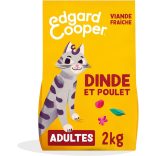 Edgard Cooper sterilizált macskaeledel, felnőtt, (pulyka és csirke, 2 kg), friss hús és minőségi fehérje, valódi összetevők, sterilizált és aktív száraztáp