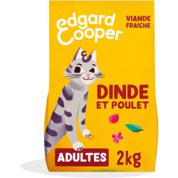   Edgard Cooper sterilizált macskaeledel, felnőtt, (pulyka és csirke, 2 kg), friss hús és minőségi fehérje, valódi összetevők, sterilizált és aktív száraztáp