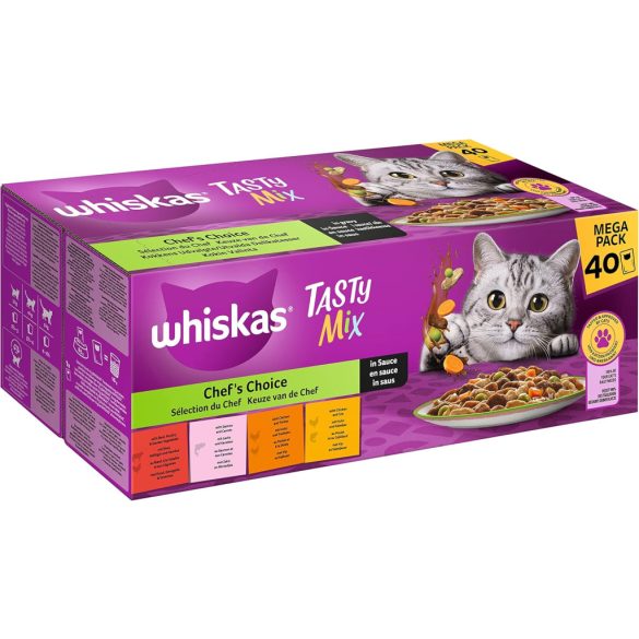 Nedves macskaeledel Chef's Choice szószban, ízletes keverék megapack (40 x 85 g), 3,4 kg