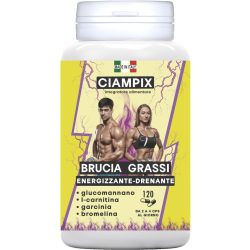   Ciampix Powerful Fast Fat Burner - Erőteljesen leürítő karcsúsító - Természetes összetevők Hatékony eredmény: Glükomannán koncentrátum, Garcinia Cambogia, Bromelain és karnitin 120 CPS Olaszországban készült