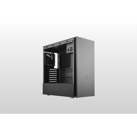 Cooler Master Silencio S600 TG, ATX, átlátszó oldalfal, 2x 120mm-es ventilátor, Fekete