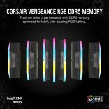 Corsair Vengeance STD PMIC memória, XMP 3.0, Black Heatspreader, 32GB (2x16GB), DDR5, 6000MT/s, CL 36, RGB