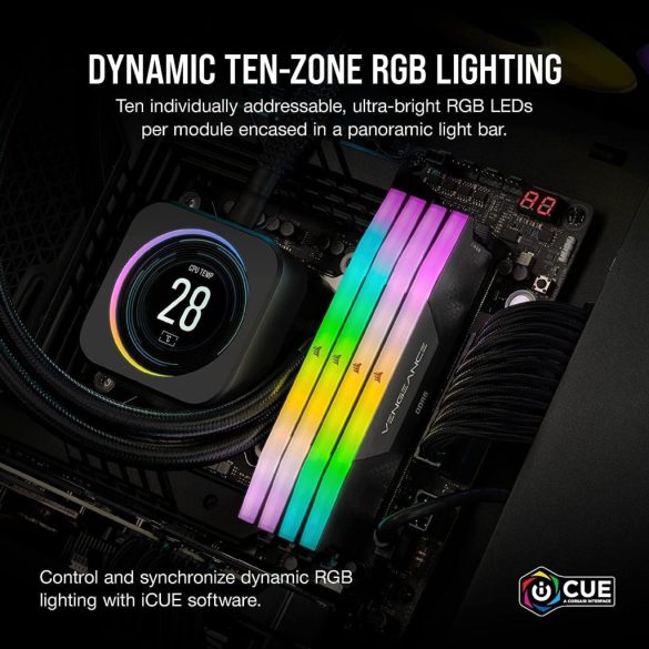 Corsair Vengeance STD PMIC memória, XMP 3.0, Black Heatspreader, 32GB (2x16GB), DDR5, 6000MT/s, CL 36, RGB