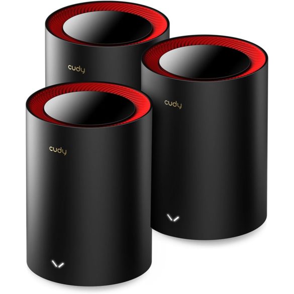 Cudy AX3000 Wi-Fi 6 2.5G Mesh rendszer (M3000) - Akár 655 négyzetmétert lefed, Kiváltja a vezeték nélküli routert és jelerősítőt, Támogatja az Ethernet Backhaul-t (3 darabos csomag)
