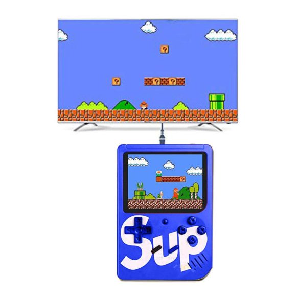 Pocketboy 400 az 1-ben: Kézi retró játékkonzol 400 klasszikus játékkal, 2 játékos kapacitással, TV kimenettel, hordozható és újratölthető (kék)