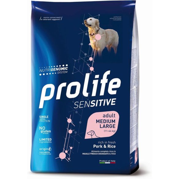 Prolife Sensitive Adult Medium/Large sertéshús és rizs
