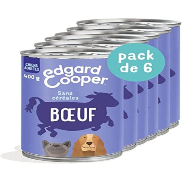 Edgard & Cooper kutyapástétom (marhahús, 400g x 6), gabonamentes, friss hús és minőségi fehérje, valódi kutya összetevők, hipoallergén, hozzáadott cukor nélkül