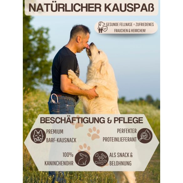 Szárított szőrös nyúlfül 1 kg, HAPPY BULLDOG