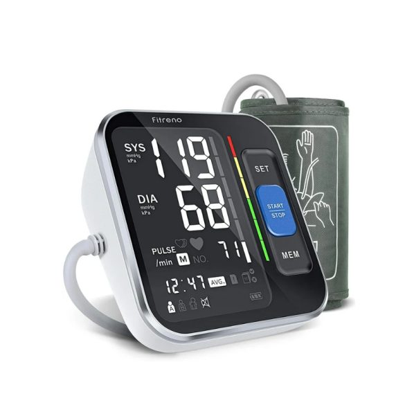 Dralegend - Vérnyomásmérő, nagy képernyős, otthoni használatra, hordtáskával - fehér-fekete