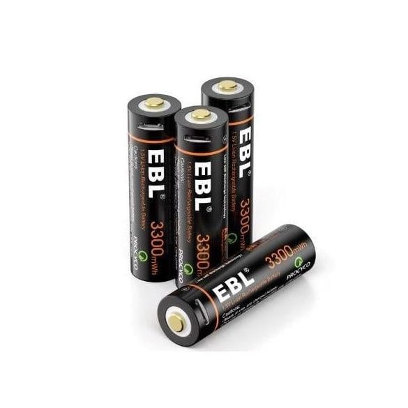 EBL Elem, 4 AA 1,5 V-os, 3300 mWh, Li-Ion USB töltéssel