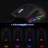 Uname - vezetékes USB C játék egér, könnyű, 7200 DPI, 5 RGB