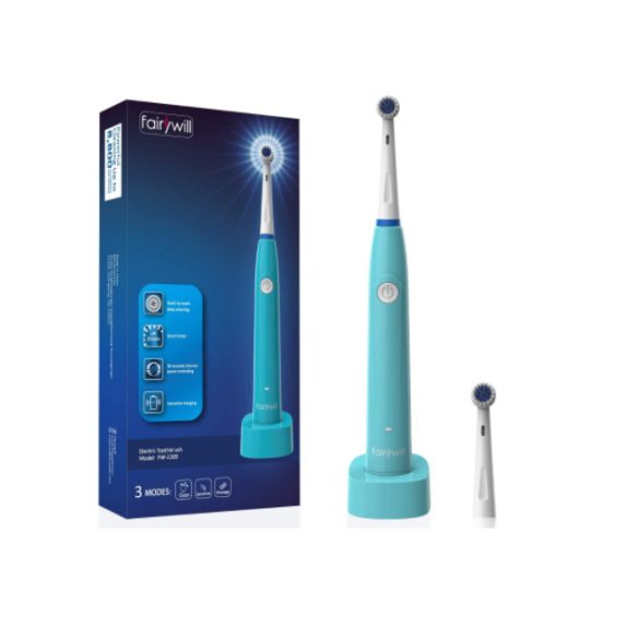 Fairywil Elektromos fogkefe, újratölthető fogkefe 2 perces intelligens időzítővel, kék