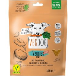   VEGDOG Veggies Immune Vegán Snack kutyáknak, Gabonamentes tréningfalat allergiásoknak burgonyával és Favababbal az erős immunrendszerért 125g