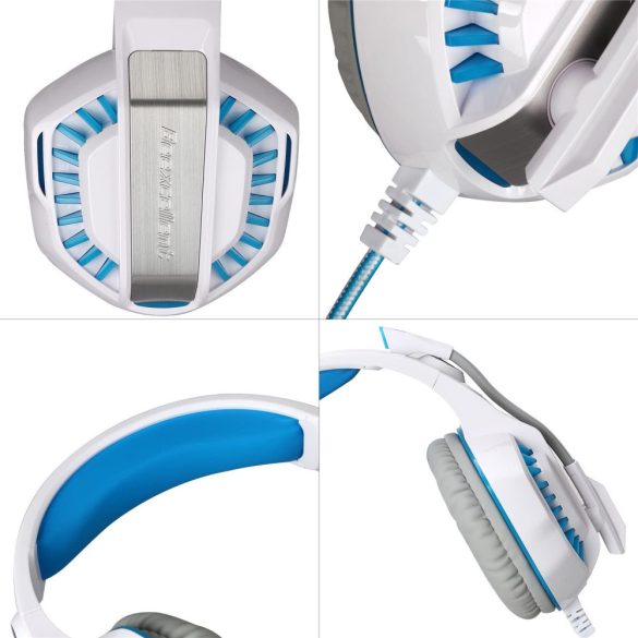 BlueFire sztereó játékfejhallgató PS4-hez, PS5-höz, Xbox One, mikrofonnal és LED-világítással, fehér