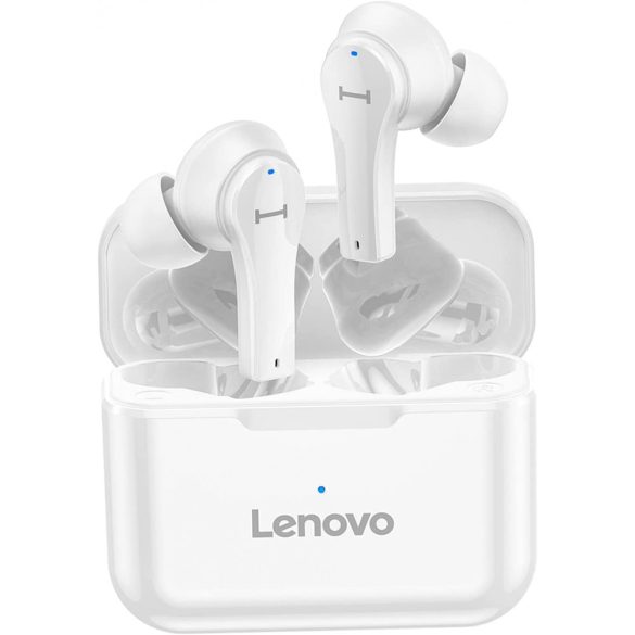 LENOVO QT82 bluetooth SZTEREO fülhallgató, v5.0, TWS, mikrofon, LED töltésjelző + töltőtok, fehér