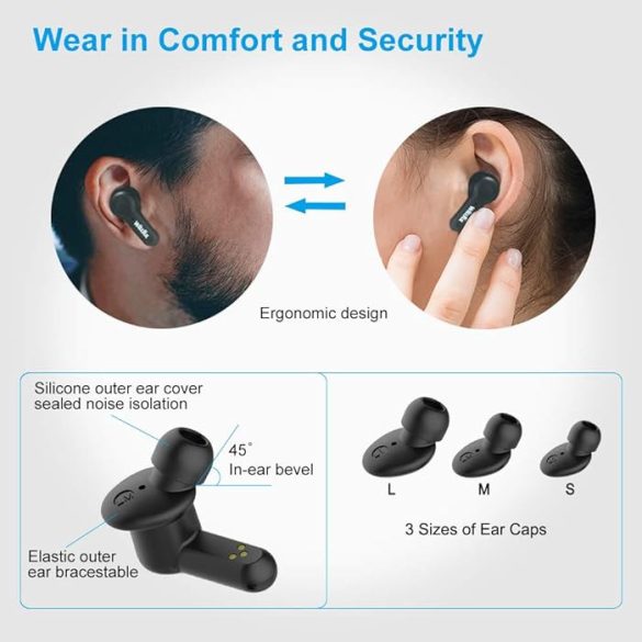 Willful T02 - Vezeték nélküli fülhallgató, beépített mikrofon, töltőtokkal, Vízálló, sportoláshoz