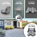 A Garden Gecko láthatatlan edénylábak kültéri virágcserepekhez és virágokhoz Tömör gumi edényemelők továbbfejlesztett csúszásmentes felületi markolattal | 20 darabos csomag | Szürke WISP