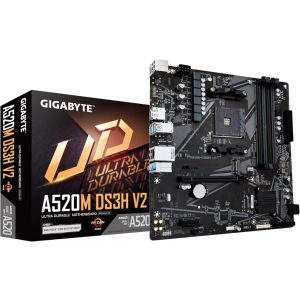 Gigabyte AMD A520M DS3H V2 AM4 Alaplap - (A520M, 4xDDR4 3200MHz, PCI-E, RAID, 4xSATA3, M.2, 6xUSB2.0, 6xUSB3.1)