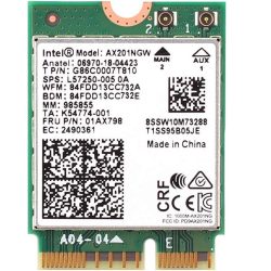   Intel - AX201NGW WiFi kártya, WiFi 6E M.2 laptop 2,4 Gbps 802.11ax vezeték nélküli Intel AX201 vezeték nélküli kártya 11AX WiFi adapter Bluetooth 5.3 MU-MIMO-val Windows 10, 64 bites, Google Chrome OS