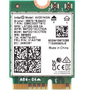 Intel - AX201NGW WiFi kártya, WiFi 6E M.2 laptop 2,4 Gbps 802.11ax vezeték nélküli Intel AX201 vezeték nélküli kártya 11AX WiFi adapter Bluetooth 5.3 MU-MIMO-val Windows 10, 64 bites, Google Chrome OS