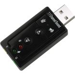USB 3D Sound 7.1 hangkártya, hangerő gomb és mikrofon leállító