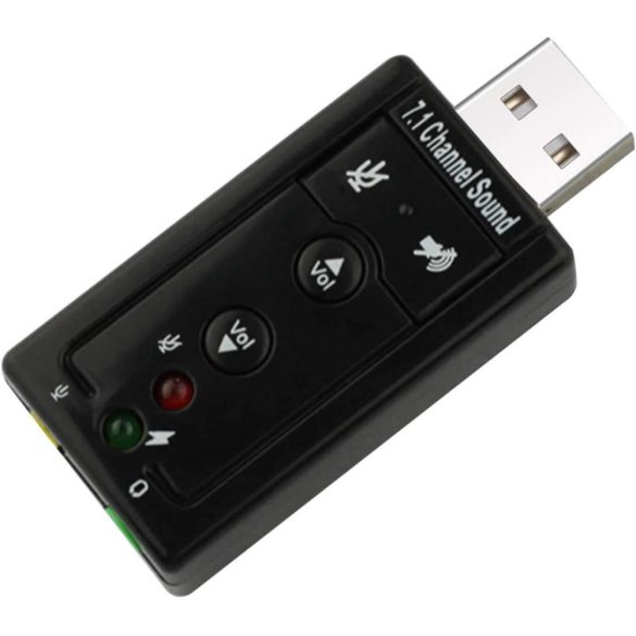 USB 3D Sound 7.1 hangkártya, hangerő gomb és mikrofon leállító