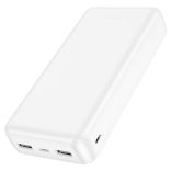 Külső akkumulátor, 20000mAh, két USB-A porttal, MicroUSB és USB-C tápegységgel, Ultra-Thin Design, HOCO J100A, Fehér