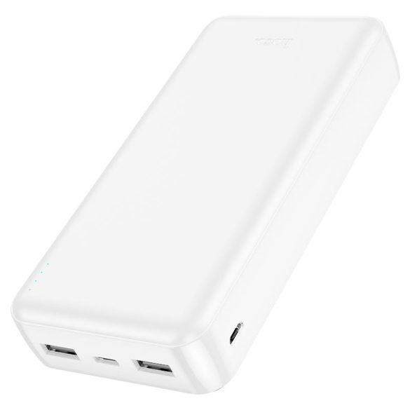 Külső akkumulátor, 20000mAh, két USB-A porttal, MicroUSB és USB-C tápegységgel, Ultra-Thin Design, HOCO J100A, Fehér