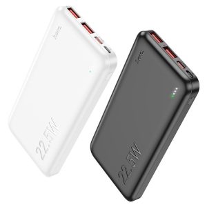 Külső akkumulátor, 10000mAh, két USB-A porttal, MicroUSB és USB-C tápegységgel, Ultra-Thin Design, HOCO J101, fehér 