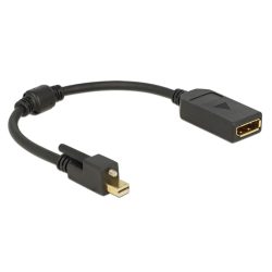   Delock 62638 mini Displayport csavarral apa - Displayport anya adapter - Fekete