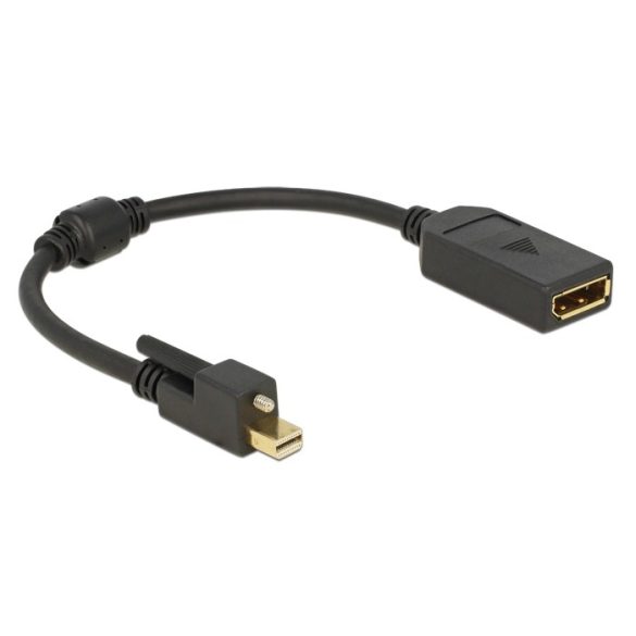 Delock 62638 mini Displayport csavarral apa - Displayport anya adapter - Fekete