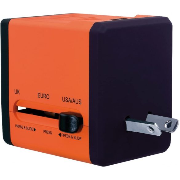 Swordfish 40253 VariPlug Dual USB univerzális utazási csatlakozó adapter/töltő - narancs