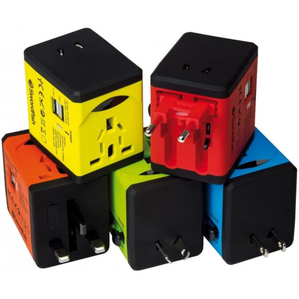 Swordfish 40253 VariPlug Dual USB univerzális utazási csatlakozó adapter/töltő - narancs