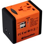 Swordfish 40253 VariPlug Dual USB univerzális utazási csatlakozó adapter/töltő - narancs