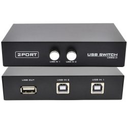   2 portos USB 2.0 kézi kapcsolódoboz HUB, 2 db megosztás 1 USB-eszköz nyomtatóhoz, szkennerhez, kamera billentyűzet