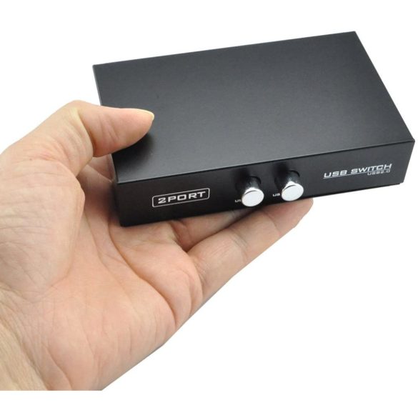 2 portos USB 2.0 kézi kapcsolódoboz HUB, 2 db megosztás 1 USB-eszköz nyomtatóhoz, szkennerhez, kamera billentyűzet