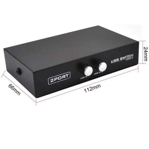 2 portos USB 2.0 kézi kapcsolódoboz HUB, 2 db megosztás 1 USB-eszköz nyomtatóhoz, szkennerhez, kamera billentyűzet